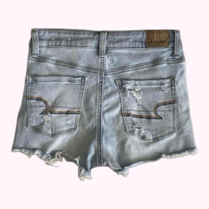 American Eagle Blue Distressed High Rise Jean Shorts Small